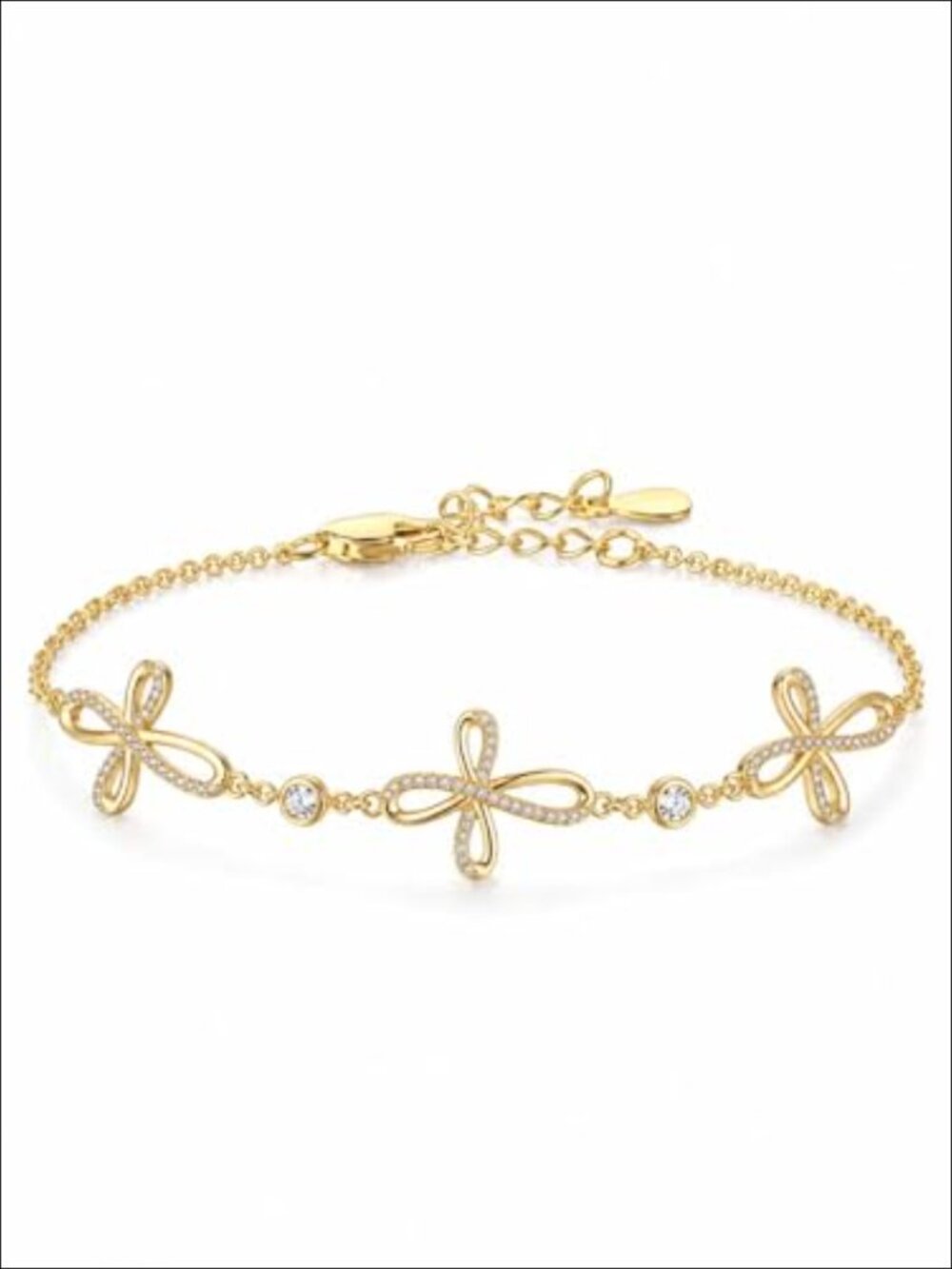 14K Gold Plated Infinity Cross Bracelet Adjustable Religious Jewelry
